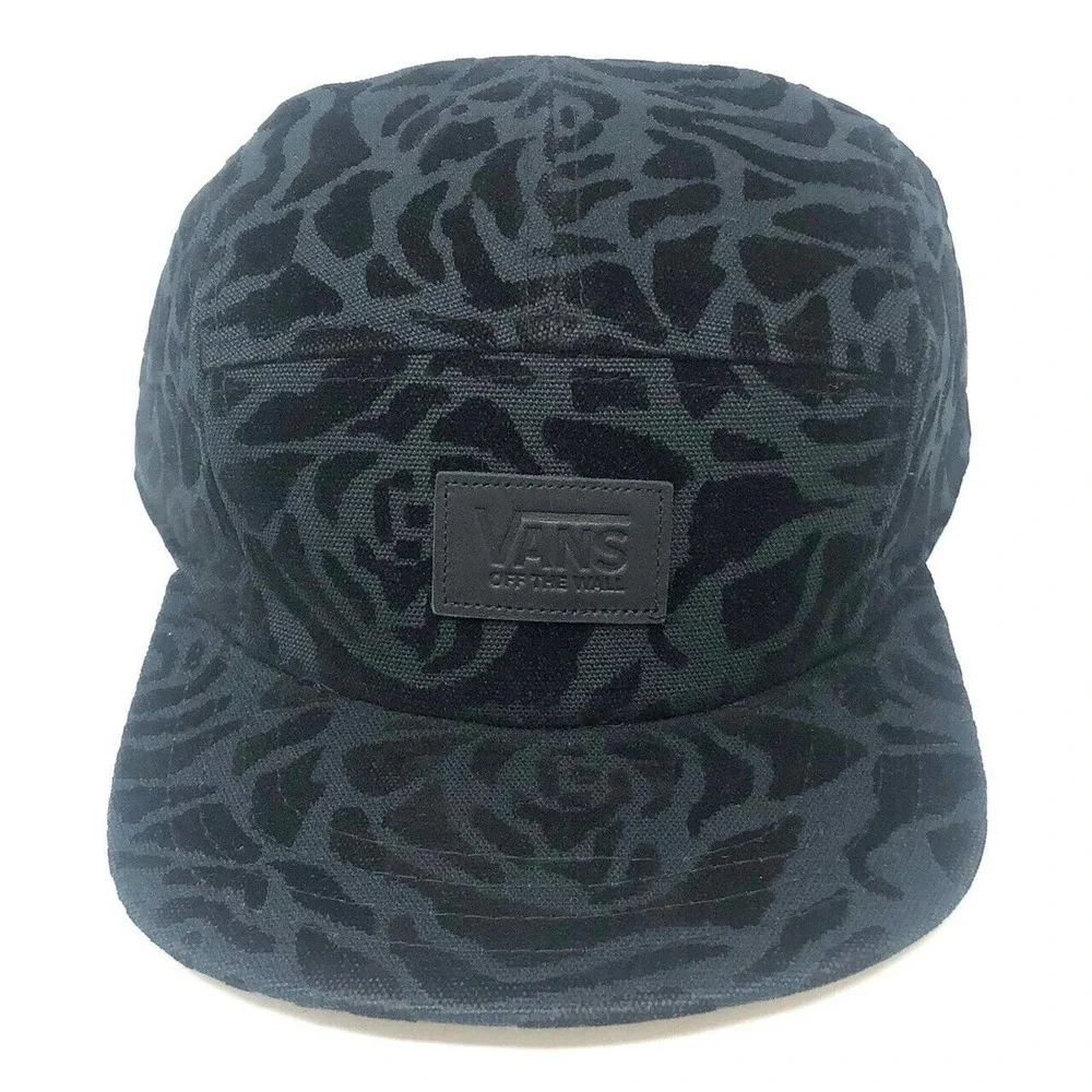 Vans Black and Dark Green Rose Pattern Five-Panel Cap